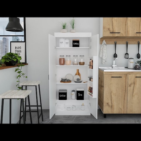 Tuhome Varese Pantry Cabinet, Double Door, Five Shelves, White ALB5605